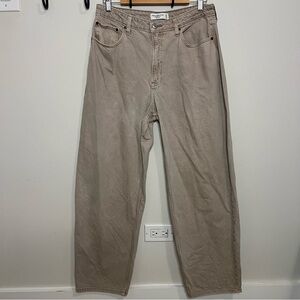 Abercrombie Beige Relaxed Taper Jeans Boyfriend Straight Leg Classic Western